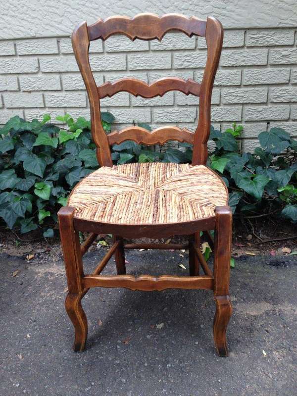 A Set Of Ten (10) French Beechwood Ladderback Chairs with upholstered Seagrass Seats