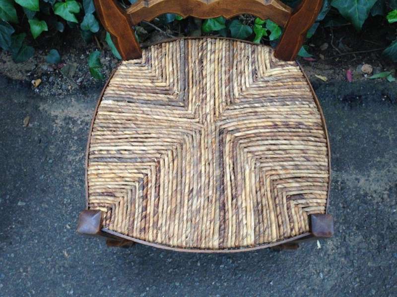 A Set Of Ten (10) French Beechwood Ladderback Chairs with upholstered Seagrass Seats