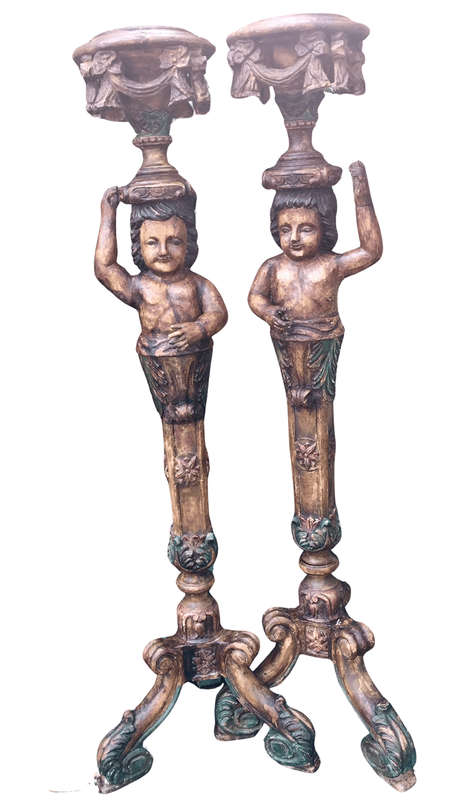 Pair Italian Blackamoor Style Torcheres