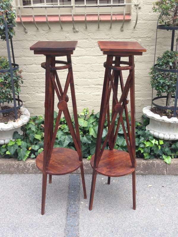 A Pair or Decorative Large Teak Wood Plinths