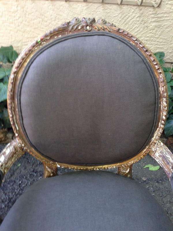 Pair of Antique Ornately Carved Gilded Baroque Style King Louis XV Medallion Armchairs  