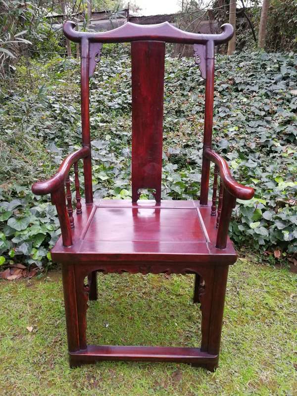 Pair of Chinese yoke-back armchairs