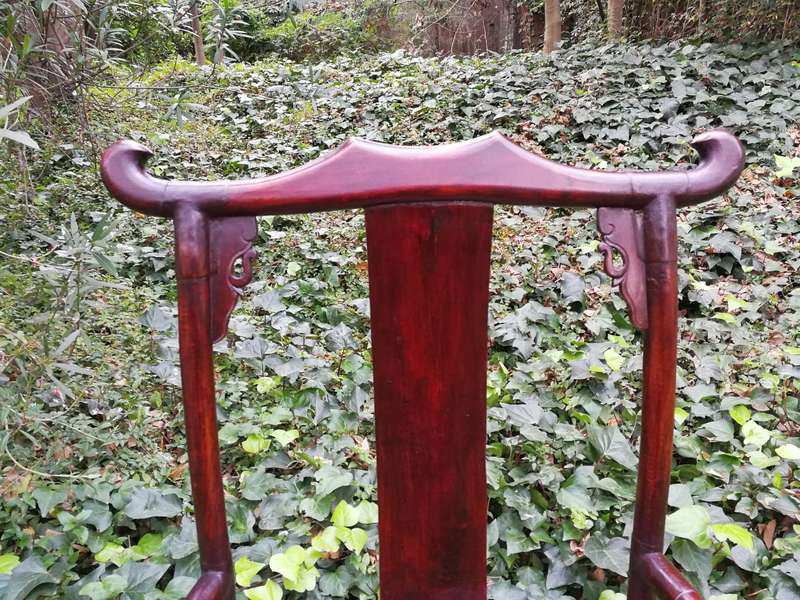 Pair of Chinese yoke-back armchairs