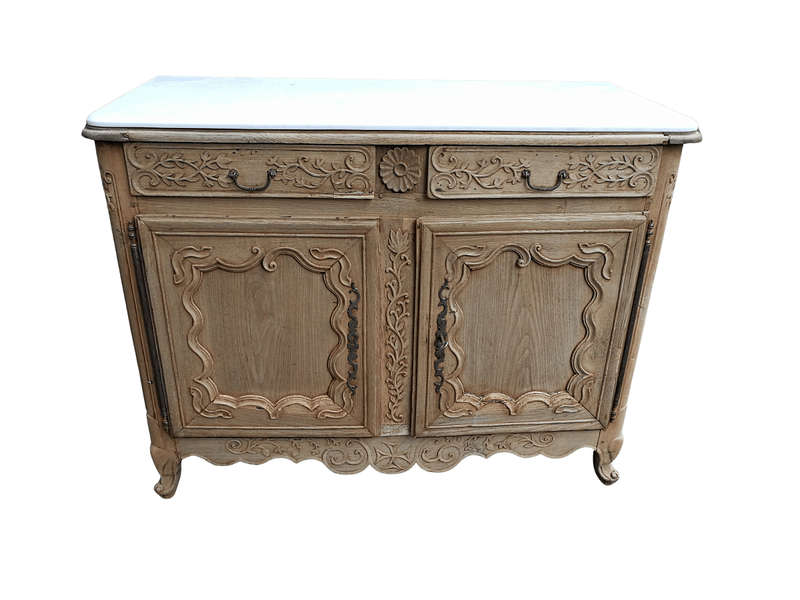 A Provincial Style French Oak Server in a Contemporary Bleached / Natural Wood Finish with Cream ...