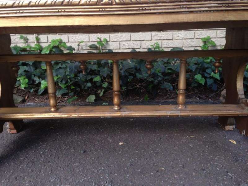 A Hand Gilded Ornately Carved Entrance / Refectory / Dining / Drinks Table (A marble or granite t...