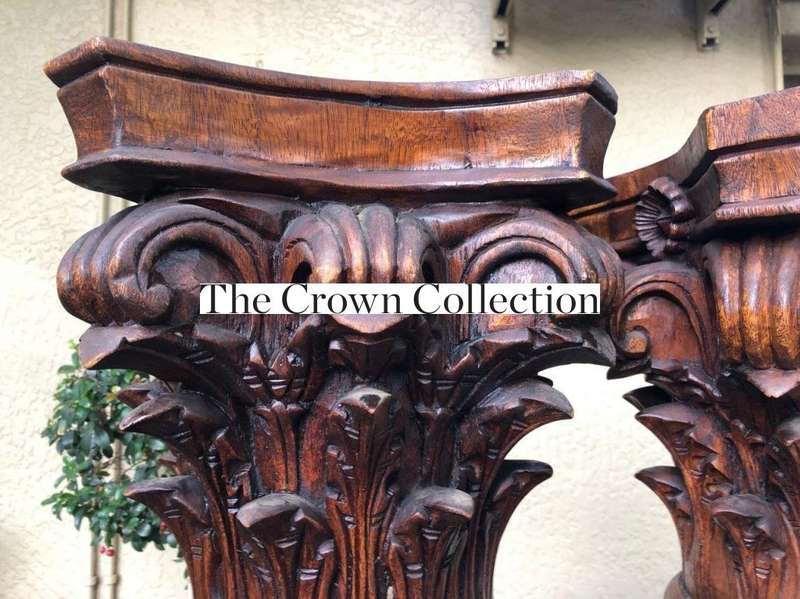 Pair of Carved Wooden Columns 2mH and base 400cm
