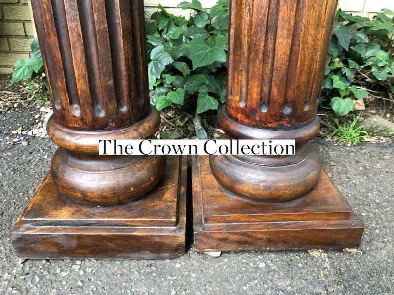 Pair of Carved Wooden Columns 2mH and base 400cm