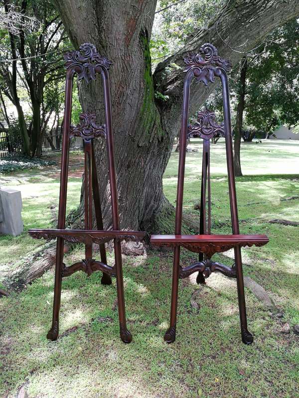 Pair of Carved And Ornate Mahogany Style Easel In The Rococo Style