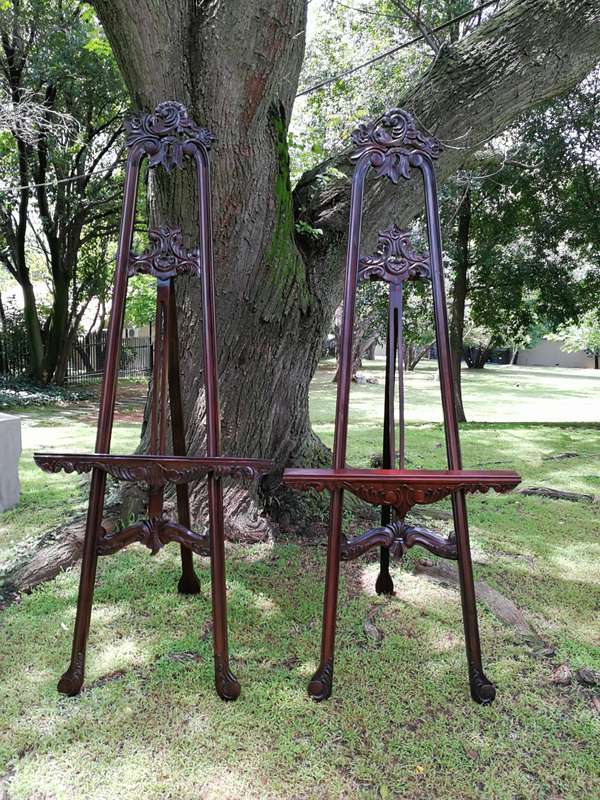 Pair of Carved And Ornate Mahogany Style Easel In The Rococo Style
