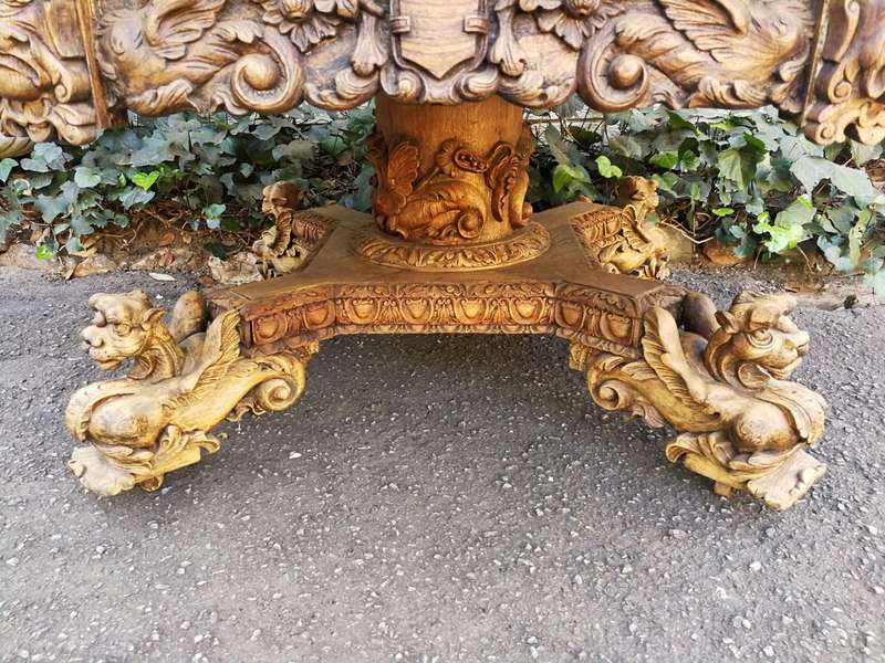 Magnificent and rare ornately carved R J Horner octagonal Bleached / Natural entrance/foyer table...