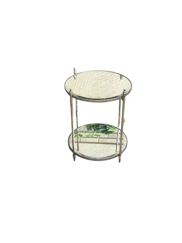 Round Wrought Iron and Bevelled Mirrored Table (Custom made)