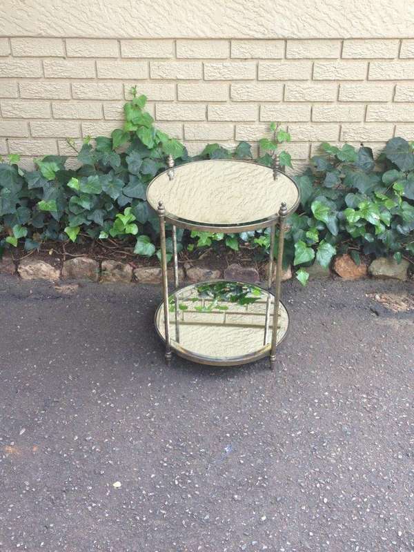 Round Wrought Iron and Bevelled Mirrored Table (Custom made)