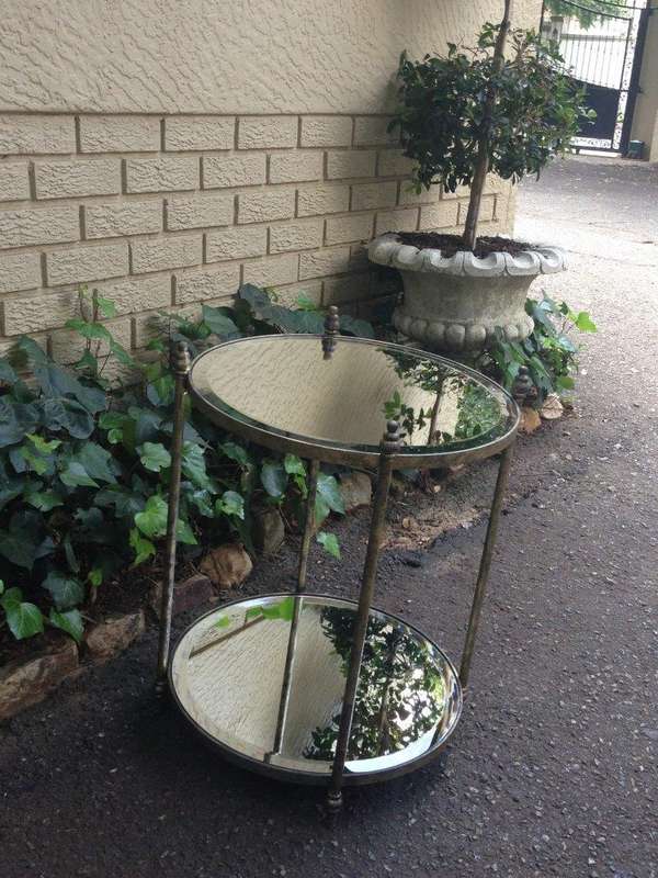 Round Wrought Iron and Bevelled Mirrored Table (Custom made)