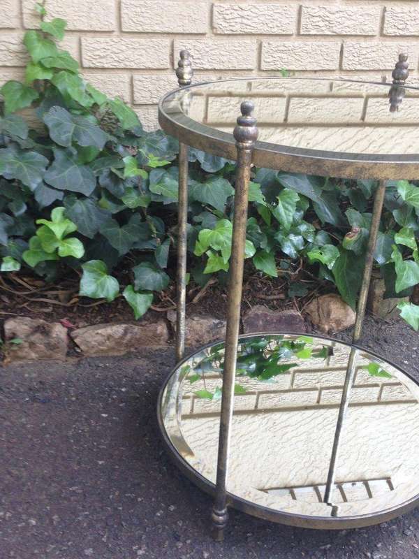 Round Wrought Iron and Bevelled Mirrored Table (Custom made)
