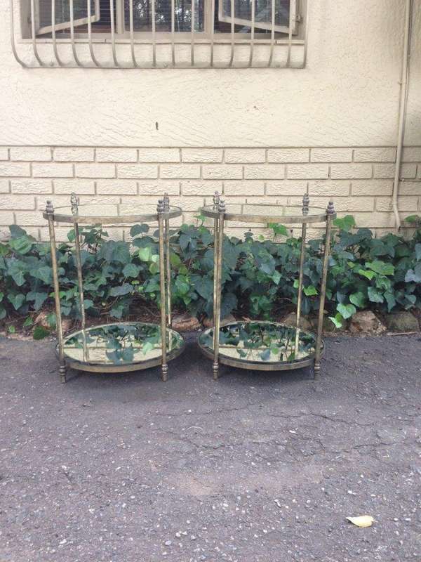 Round Wrought Iron and Bevelled Mirrored Table (Custom made)