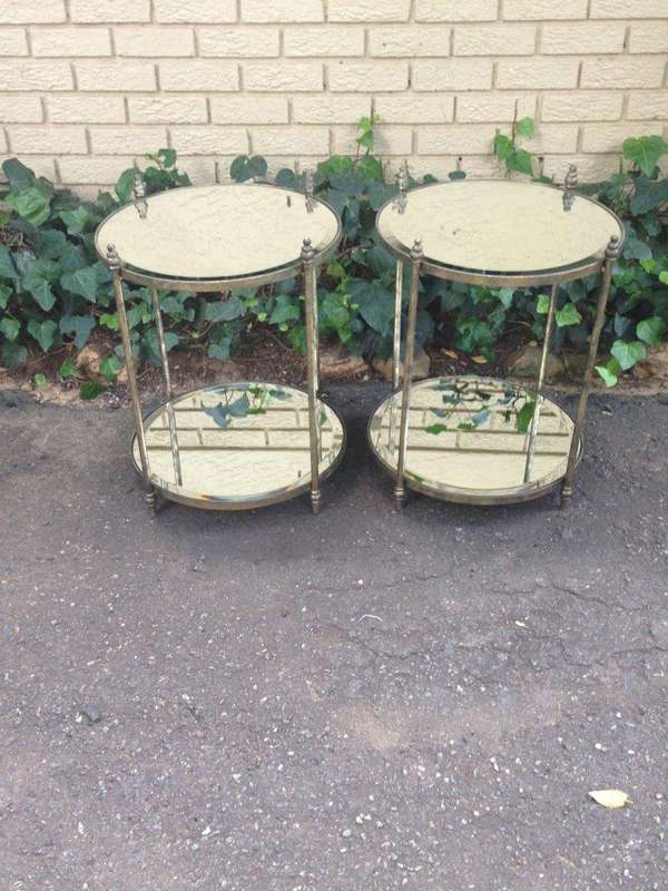 Round Wrought Iron and Bevelled Mirrored Table (Custom made)