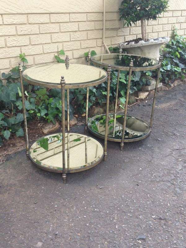 Round Wrought Iron and Bevelled Mirrored Table (Custom made)