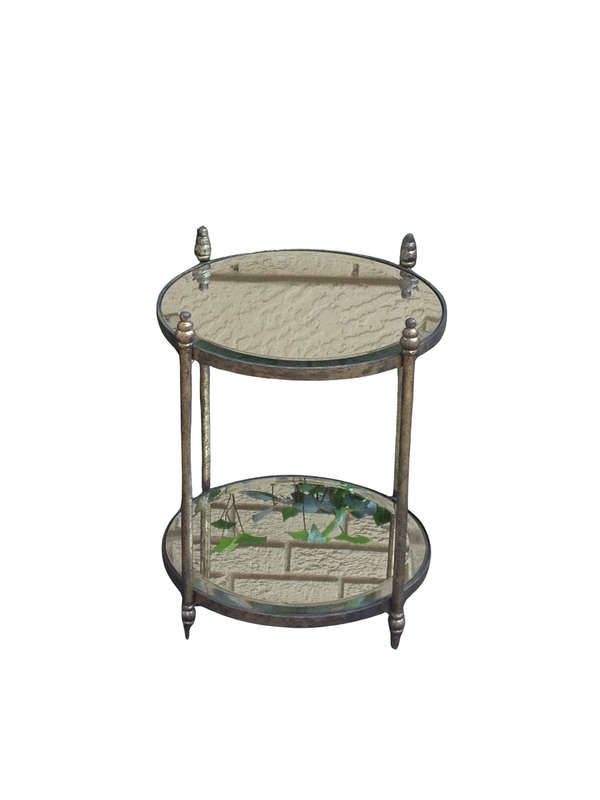 Round Wrought Iron and Bevelled Mirrored Table (Custom made)