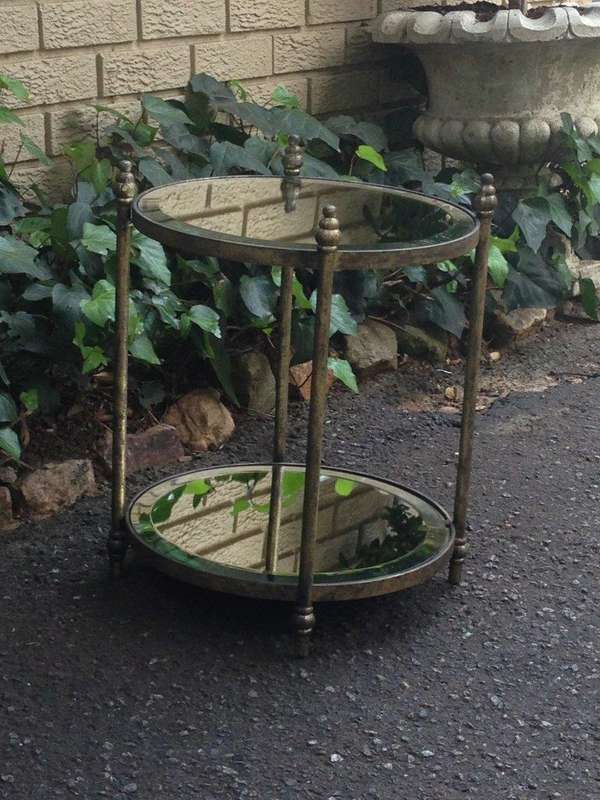 Round Wrought Iron and Bevelled Mirrored Table (Custom made)