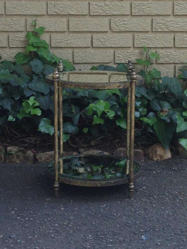 Round Wrought Iron and Bevelled Mirrored Table (Custom made)