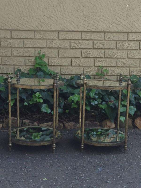 Round Wrought Iron and Bevelled Mirrored Table (Custom made)