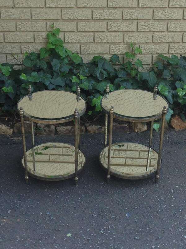 Round Wrought Iron and Bevelled Mirrored Table (Custom made)