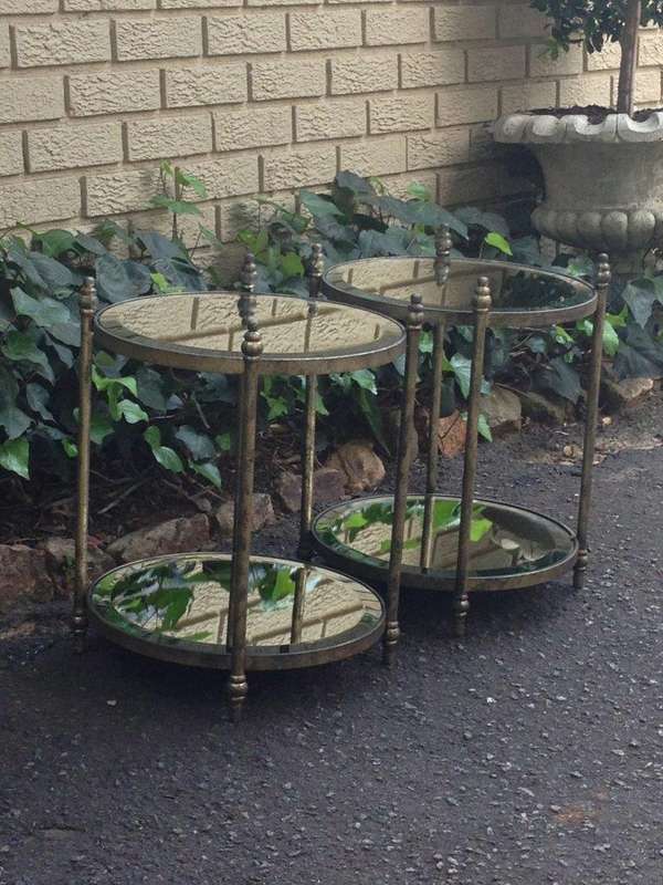 Round Wrought Iron and Bevelled Mirrored Table (Custom made)