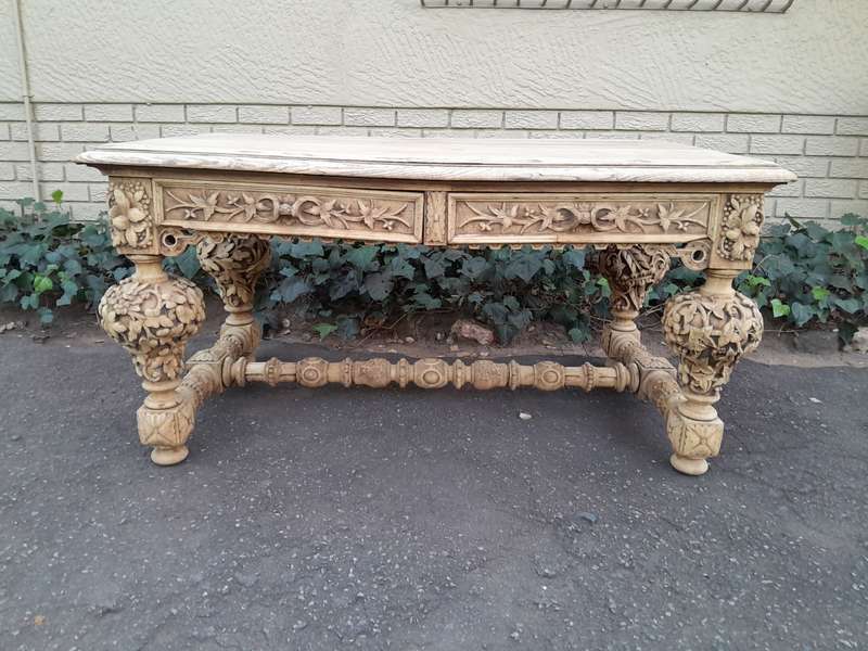 A Late 18th Century Jacobean Drinks / Refectory / Entrance / Library Table in a Natural and Bleac...