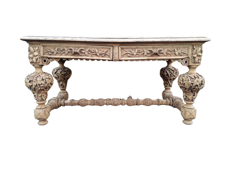 A Late 18th Century Jacobean Drinks / Refectory / Entrance / Library Table in a Natural and Bleac...