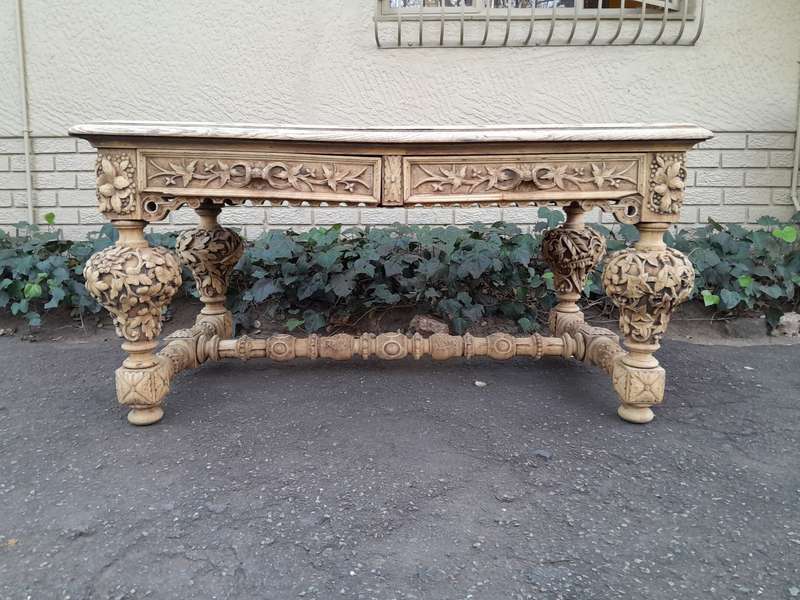 A Late 18th Century Jacobean Drinks / Refectory / Entrance / Library Table in a Natural and Bleac...