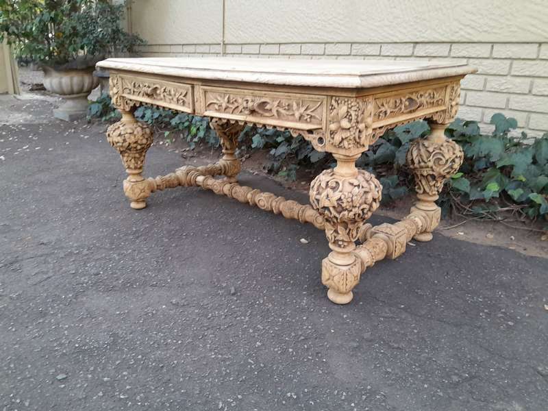 A Late 18th Century Jacobean Drinks / Refectory / Entrance / Library Table in a Natural and Bleac...