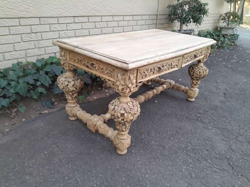 A Late 18th Century Jacobean Drinks / Refectory / Entrance / Library Table in a Natural and Bleac...