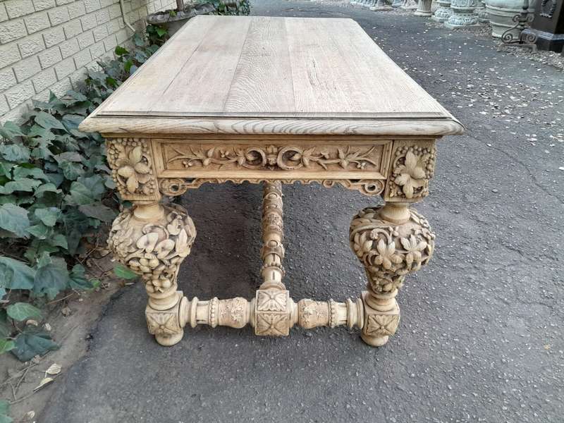 A Late 18th Century Jacobean Drinks / Refectory / Entrance / Library Table in a Natural and Bleac...