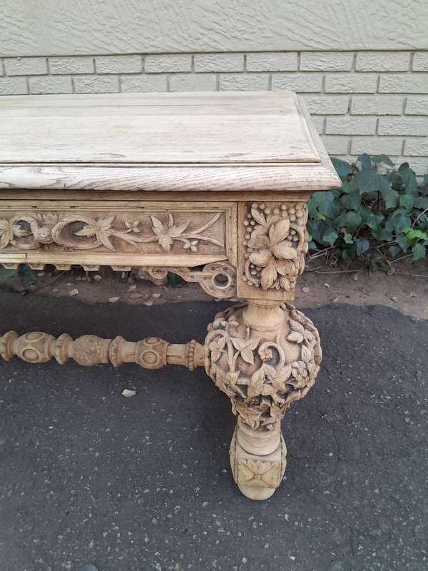 A Late 18th Century Jacobean Drinks / Refectory / Entrance / Library Table in a Natural and Bleac...