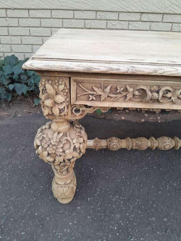 A Late 18th Century Jacobean Drinks / Refectory / Entrance / Library Table in a Natural and Bleac...