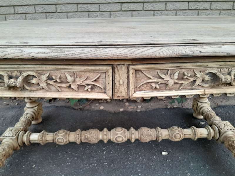 A Late 18th Century Jacobean Drinks / Refectory / Entrance / Library Table in a Natural and Bleac...