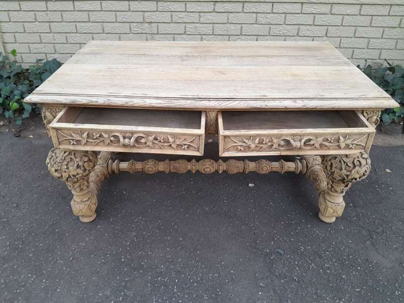 A Late 18th Century Jacobean Drinks / Refectory / Entrance / Library Table in a Natural and Bleac...