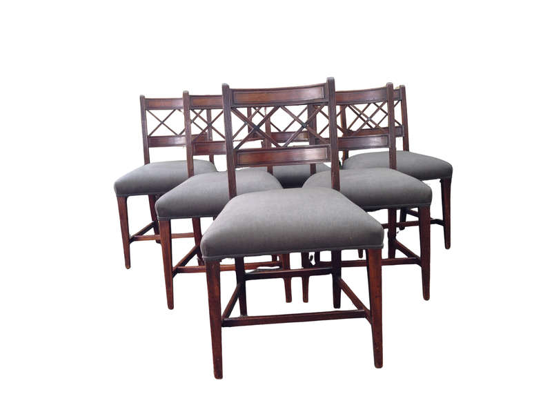 A Set Of Six George Iii Mahogany Dining Chairs