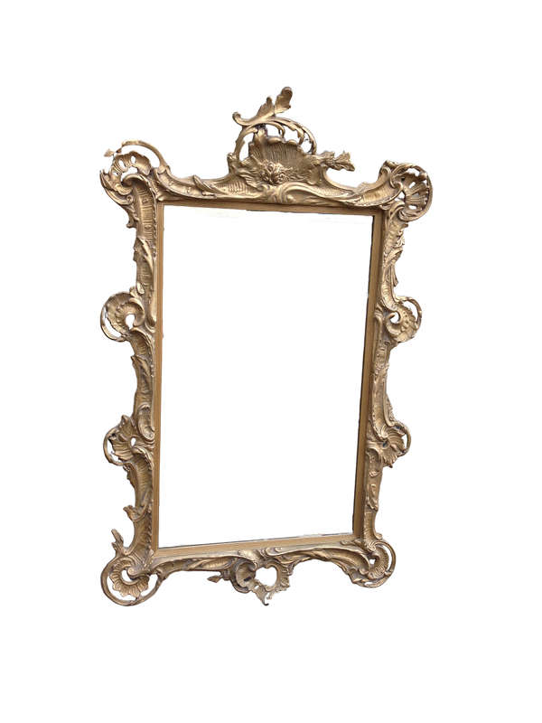 A Gilt Rococo-Style Frame With Bevelled Mirror Plate