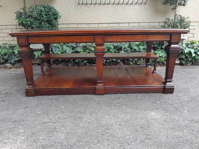 A 19th Century Oak Library Table with Leather Top, Circa 1890. Provenance. JHB Advocate