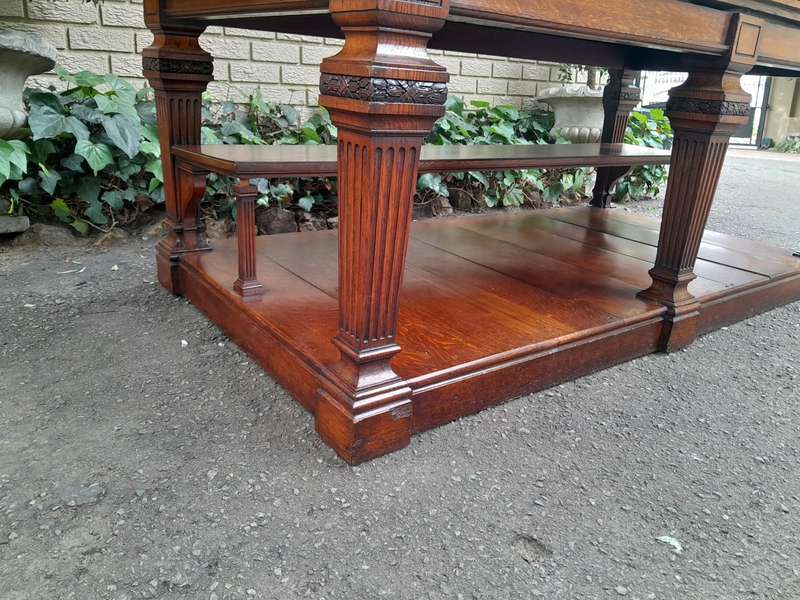 A 19th Century Oak Library Table with Leather Top, Circa 1890. Provenance. JHB Advocate