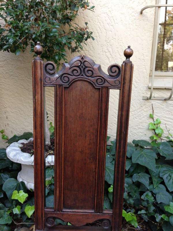 Set of 6 Tudor style oak high back chairs