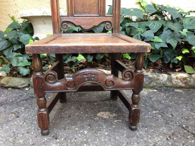 Set of 6 Tudor style oak high back chairs