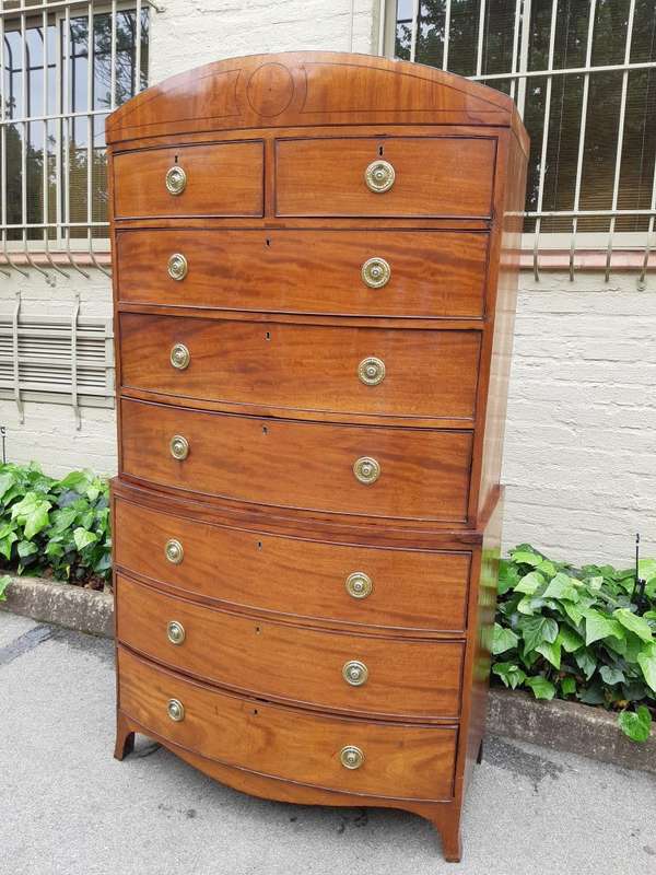 Georgian mahogany bow fronted chest on chest
