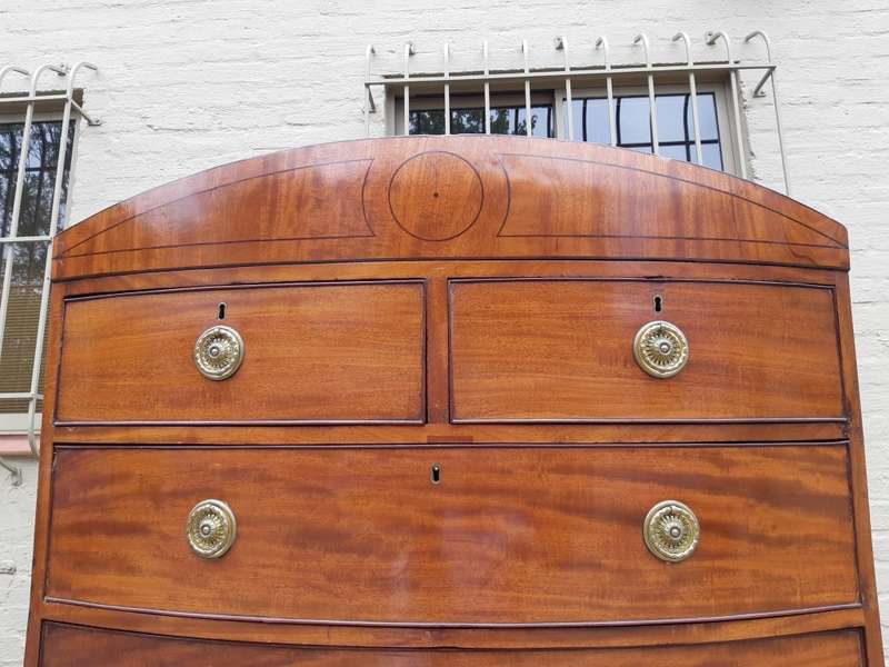 Georgian mahogany bow fronted chest on chest