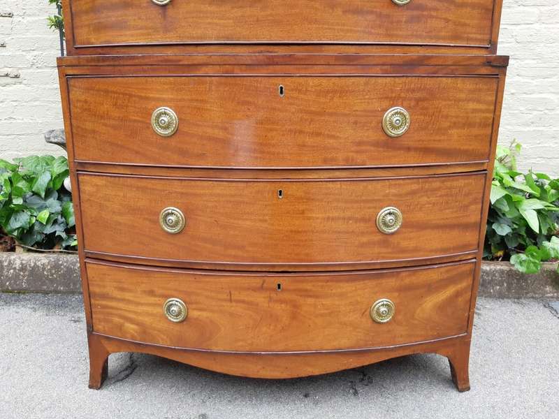 Georgian mahogany bow fronted chest on chest