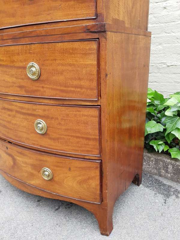Georgian mahogany bow fronted chest on chest