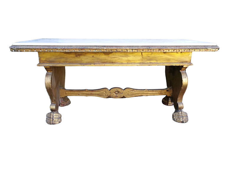 A 20TH Century Ornately Carved And Hand- Gilded Wooden Entrance Hall / Refectory / Dining Table w...