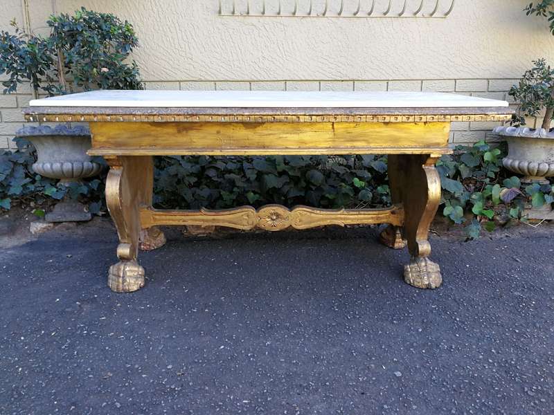 A 20TH Century Ornately Carved And Hand- Gilded Wooden Entrance Hall / Refectory / Dining Table w...