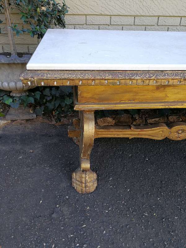 A 20TH Century Ornately Carved And Hand- Gilded Wooden Entrance Hall / Refectory / Dining Table w...
